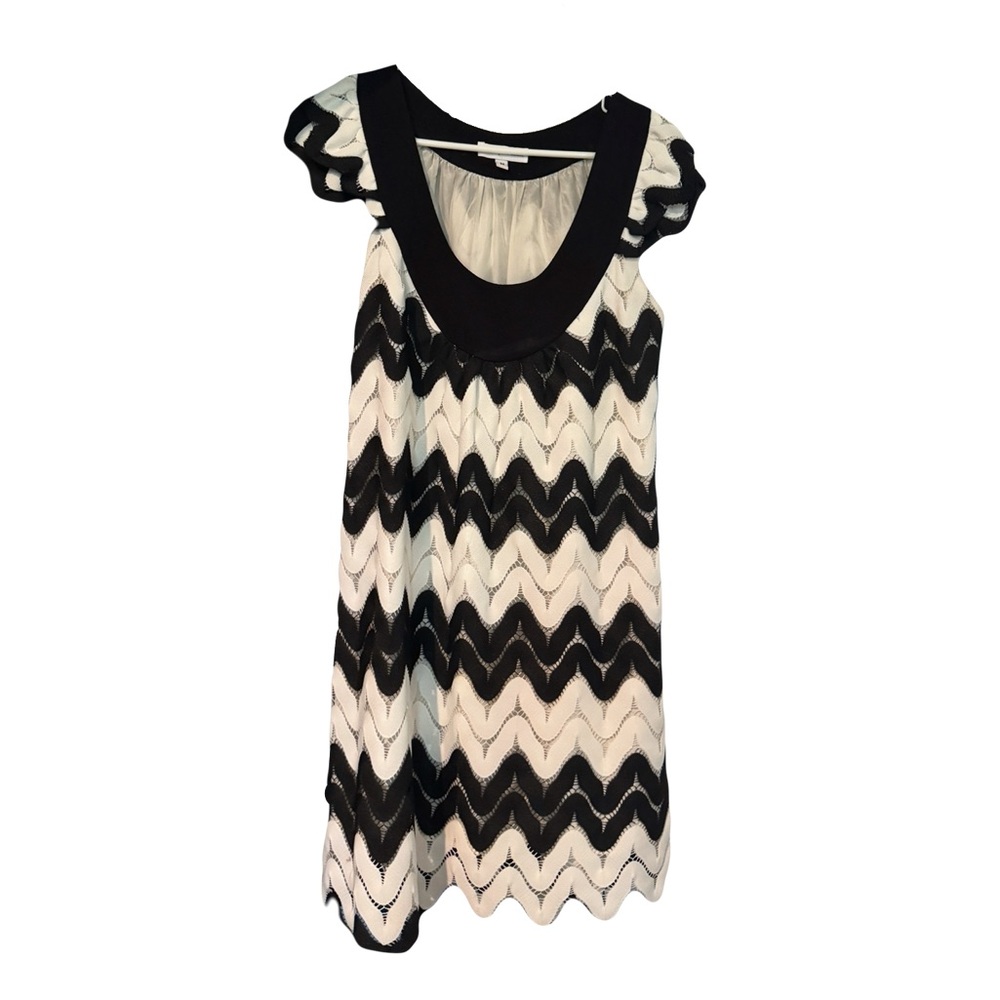 Christopher Deane Monochrome Zigzag Knit Mini Dress